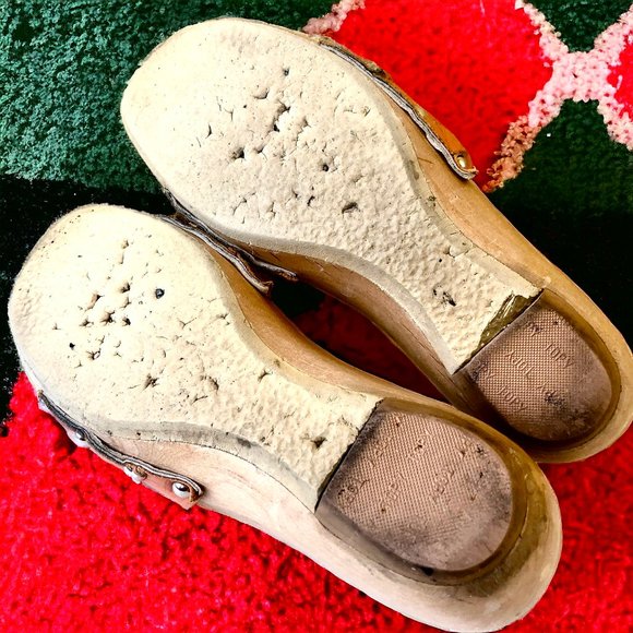 SALPY Handmade Shoes Orange Leather Wooden Mule Style Anna - Picture 14 of 15